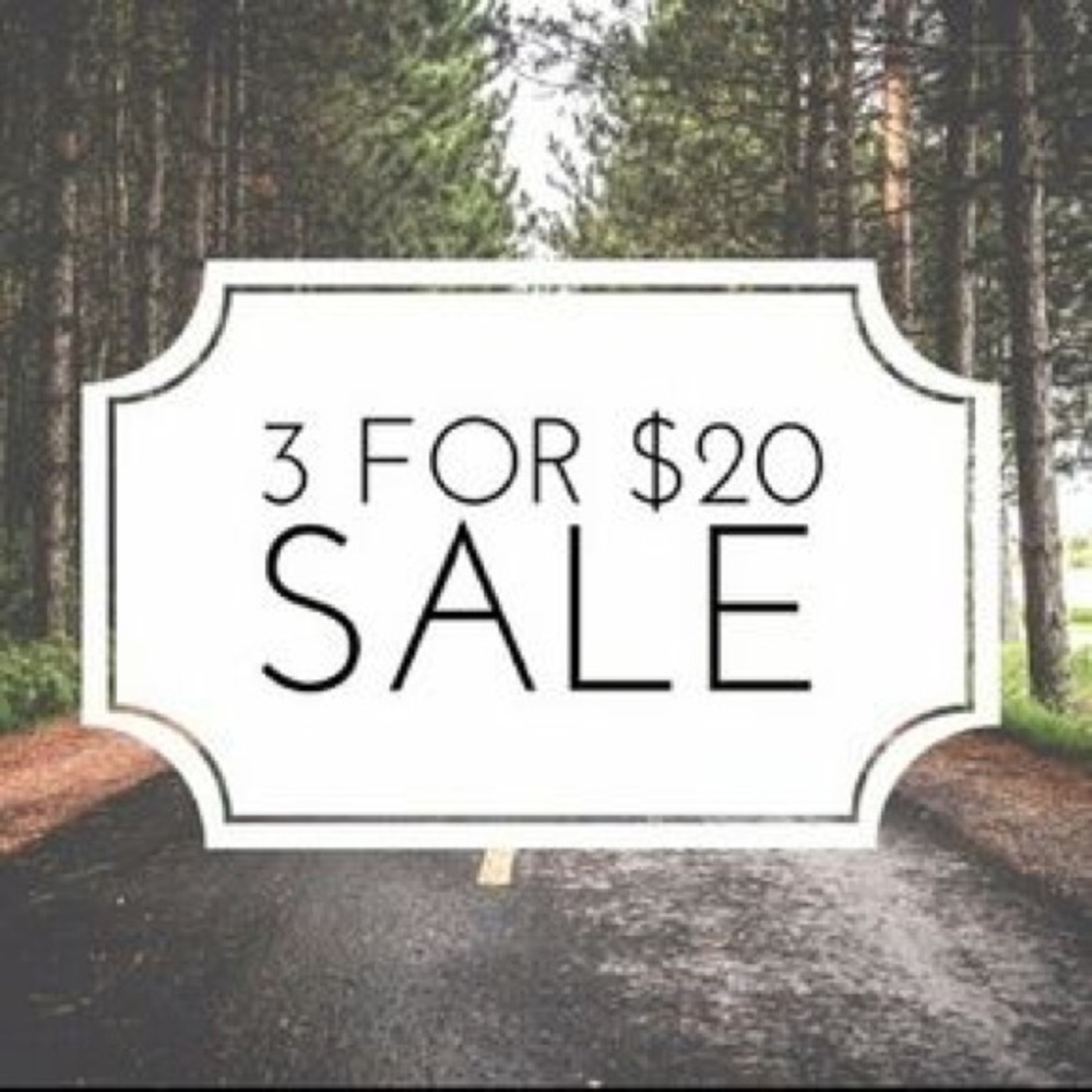 All items marked 🔴 3 for $20 🔴 on sale now!
